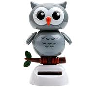 Solar Powered Dancing Owl Figurine Toy, Cute Animal Birds Swinging Toys Car Dashboard Decor Car Interior Ornament