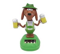 Solar Powered Dancing With Beer Dog Wobble Dog Funny Swinging Animal Dancer Dancing Figures Solar Eco-Friendly For Car Dashboard & Home Decoration Gif-t