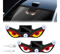 Solar Powered Devils Eyes LED Car Light, Five modes Solar Powered Car Decor Light, Waterproof Suction Cup Window Lamp for Vehicle Exterior Styling, Night Accent Light for Cars, Trucks, SUVs