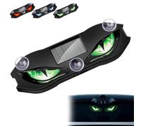 Solar Powered Devils Eyes LED Car Light, Wireless Ambient Decoration with Breathing Effect, Suction Cup Mount for Windshield, Dual Charging Interior Lamp for SUV Truck Van (Green)
