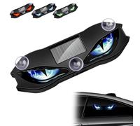 Solar Powered Devils Eyes LED Car Light, Wireless Ambient Decoration with Breathing Effect, Suction Cup Mount for Windshield, Dual Charging Interior Lamp for SUV Truck Van (Blue)