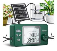 Solar Powered Dual Pump Drip Irrigation Kit for Outdoor Indoor Plants, 2-Zone Smart Self-Watering System with USB Charging, Automatic Plant Waterer for Garden Patio Balcony Vacation