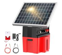 Solar-Powered Electric Fence Charger with Alarm - 1.2J Energizer, 12000mAh Battery & 10W Panel for 20-Mile Range Security - Ideal for Cattle, Sheep, Goats, Chickens, Poultry Farms