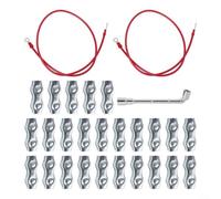 Solar Powered Electric Fence Connectors Kit 25pcs PE Rope Joiners with Copper Wire - Galvanized Steel Clips for Agricultural Fencing Horse Cattle Sheep Goat Pet Protection Systems