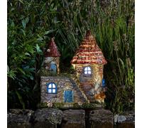 mysmartbuy.com Solar Powered Elfstead Light Up Fairy House - Weatherproof Hand Painted Indoor Outdoor Home Garden Novelty Ornament Decoration with Warm White LED Lighting - H26.5 x W24.5 x D16cm