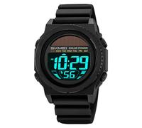 Solar Powered Energy Watch for Men Military Digital Multifunctional Led Luminous Indication 2 Time Zone 50m Waterproof Watch Reloj Solar para Hombre, U Black, Men's Solar Powered Casual Quartz Wrist