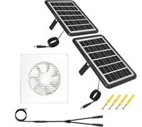 Solar Powered Exhaust Fan, 8 Inch, 25W Dual Panels, Working Even on Cloudy Days, Solar Fan for Ventilation and Cooling in Greenhouse, Pet House, Chicken Coop, Garage