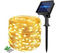Solar Powered Fairy String Lights Outdoor Garden, IP65 Waterproof 8 Mode LED Copper Wire String Light for Patio, Yard, Solar Fairy Lights for Wedding, Christmas (Warm White, 10 M / 32 Ft / 100 LED)