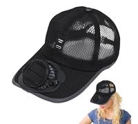 Solar Powered Fan Hat, Baseball Cap with Sun Fan, Breathable Solar Powered Beach Hat, Sun Protection Cap for Men Women, USB Charging Outdoor Fishing Hats for Camping Outdoor Sport Biking Black