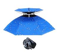 Solar Powered Fan Hat Foldable Adjustable, Umbrella Hat with Fan Reinforced Brim Spray Cooling, Blue Solar Powered, Foldable Adjustable Umbrella with, Reinforced Brim Spray Cooling Ha