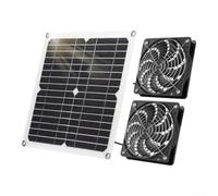 Solar Powered Fan Kit 12W for Shed Pet House Cooling - Outdoor Exhaust Air Circulation with Motor 12x12cm(Dual Fan)