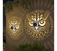 Solar Powered Fence Lights Metal Solar Powered Outdoor Owl Theme Waterproof Fence Light for Garden Post Patio Backyard Decoration Garden Gifts for Women