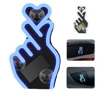 Solar Powered Finger Heart Car Window Light, Wireless LED Heart Neon Ambient Lamp with 5 Dynamic Modes, Dual Charging (Solar & USB-C), Smart Motion Sensor & Light Sensor, for Couples (Blue)