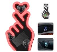 Solar Powered Finger Heart Car Window Light, Wireless LED Heart Neon Ambient Lamp with 5 Dynamic Modes, Dual Charging (Solar & USB-C), Smart Motion Sensor & Light Sensor, for Couples (Red)