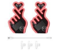 Solar-Powered Finger Heart Car Window Light, Wireless LED Heart Neon Light, Solar USB-C Charging Waterproof Motion Light Sensor 5 Dynamic Modes Suction Cup Car Window Ambient Decor (Red)