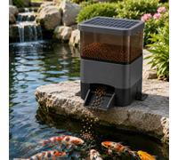 Solar Powered Fish Food Dispenser, 4L Capacity, Adjustable Timer, Moisture-Proof Feeder for Koi Pond and Tank, Automatic Outdoor Feeding Solution