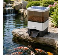 Solar Powered Fish Food Dispenser, 4L Capacity, Adjustable Timer, Moisture-Proof Feeder for Koi Pond and Tank, Automatic Outdoor Feeding Solution
