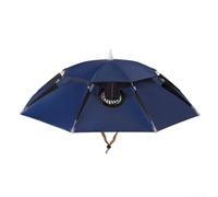 Solar Powered Fishing Umbrella Hat With Fan Double Layer Foldable Sun Shade For Lake River Anglers Adjustable Headband Baby Blue(Dual Fan-Light Blue)
