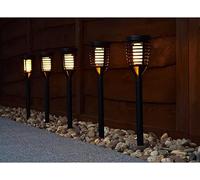 Solar Powered Flame Effect 5pk Post Lights - Eco-Friendly Outdoor Lighting Solution - Weather-Resistant Post Lights - Light To Any Garden Path Or Driveway - Sustainable Outdoor - Automatic On/Off