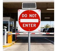 Solar-Powered Flashing LED Do Not Enter Sign, 24/30 Inch Rust-Free Aluminum, 8 Bright LEDs, Waterproof & Dustproof,Engineering Grade Reflective(30in)
