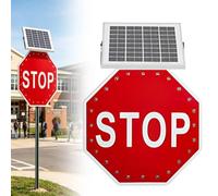 Solar Powered Flashing LED Traffic Sign, Engineer Grade Reflective Aluminum Sign, IP65 Waterproof for Community Entrance, Rural Highway and Public Traffic Safety Area(30")