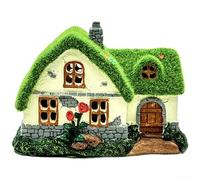 Solar-Powered Flocked Resin Garden House Statue, Outdoor Decor Light for Courtyard or Yard, Waterproof & Weather-Resistant, 19 x 9.5 x 14 cm