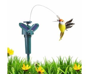Solar Powered Flying Hummingbird - Random Color Garden Decor | Fluttering Flutter Toy, Moving Bird Yard Ornament, Solar Powered Outdoor Decoration for Patios Lawns Flower Beds Landscapes