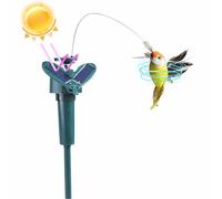 Solar Powered Flying Hummingbird, Solar Fluttering Birds, Solars Or Battery Powered Toy Wobble Fluttering Bird For Garden, Yard, Stake