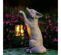 Solar-Powered Fox Statue for Garden Decoration, Outdoor Patio Porch Lawn Courtyard Backyard Indoor Shelf Decoration, Praying Fox Sculpture and Statue