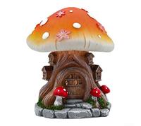 Solar Powered Fungi House Light 18cm Height Orange