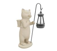 Solar Powered Garden Resin Statue Lights, 10 Inch Waterproof Outdoor Animal Cute Cat Figurine Lights, Suitable for Patios, Balconies, Lawns, Courtyards, Etc (Basket)