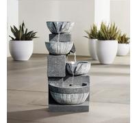 Solar Powered Garden Water Fountain Bowls Decorated