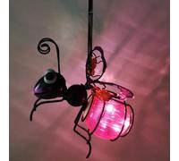 Solar-Powered Hanging Bee Light, Metal LED Outside Bugs with Bouncy Springs, Honeybee Solar Lantern, Solar Fairy Lights for Outside Garden Decor (purple)