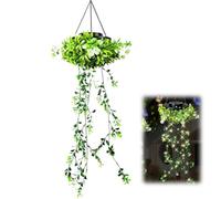 Solar-Powered Hanging Milan Grass Light, UV Waterproof Artificial Plant Solar Ivy String Lifelike Foliage Artificial Lamp,