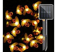 Solar Powered Honeybee Outdoor Lights, 30 LED 21 ft Waterproof Fairy String Lights, Bumble Bee for Garden, Flower Fence, Patio, Lawn, Trees, Pathway Home Christmas Party Decoration (Warm White)