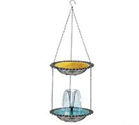 Solar Powered Hummingbird Feeder And Bird Bath For Combo With Dual Layer Design For Outdoor Garden Patio Decoration In Purple Color Plastic And Metal Construction Hanging Style(Gray)