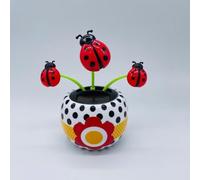 Solar Powered Ladybird Toy, Solar Swinging Flip Flap Flower Animated Bobblehead Dancer Toy, Car Windowsill Decoration Desktop Solar Dancing Ornament, Solar Dancer Figure Bobbleheads Car Decoration