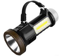 Solar Powered LED Camping Lantern 2000mAh Rechargeable Flashlight with White Warm Side Lights, USB Phone Charging Port and SOS Signal for Outdoor Hiking
