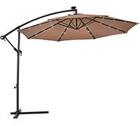 Solar-Powered LED Cantilever Umbrella - Premium Banana Patio Umbrella for Garden Beach Terrace & Pool - Slish Design for Ultimate e & Relaxat