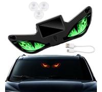 Solar-Powered LED Car Warning Light Animated Devil Eyes for Car Windshield | Weatherproof Wireless No Drill Automatic Activation at Dark Car Window Lights for Suv Truck Van Rv Roadside