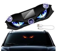 Solar-Powered LED Car Warning Light Animated Devil Eyes for Car Windshield | Weatherproof Wireless No Drill Automatic Activation at Dark Car Window Lights for Suv Truck Van Rv Roadside