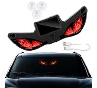 Solar-Powered LED Car Warning Light Animated Devil Eyes for Car Windshield | Weatherproof Wireless No Drill Automatic Activation at Dark Car Window Lights for Suv Truck Van Rv Roadside