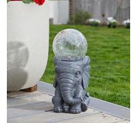 Solar Powered LED Elephant Garden Ornament with Light Up Glass Ball mysmartbuy Grey One Size
