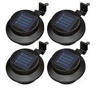 Solar Powered LED Fence Gutter Lights - Super Bright and Perfect Design Ideal for any Fence or Gutter Around The Home or Garden with No Wiring Needed Weather Resistant (Black, 4X Lights)