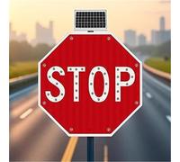 Solar Powered LED Flashing Stop Sign 24" Reflective Street Traffic Warning Sign for School Zone Roads(Always on)