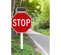 Solar Powered LED Flashing Stop Sign - Aluminum Octagon Road Traffic Warning Sign, Engineering Grade Reflective Film, High Visibility Day & Night, Stop Signs for Outdoor Use(24")