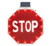 Solar Powered LED Flashing Stop Signs Aluminum Octagon Road Sign with Engineer Grade Reflective Film(Always on,30")