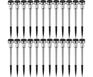 Solar powered LED garden lights 24x outdoor light rechargeable patio stainless