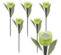 Solar Powered LED Garden Pathway Lamp - Pack of 6 Tulips - 6 Colours Available (Green)