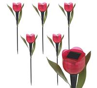 Solar Powered LED Garden Pathway Lamp - Pack of 6 Tulips - 6 Colours Available (Red)
